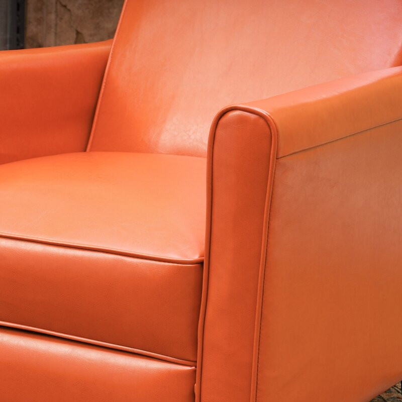 Orange Push Back Recliner Chair for Small Living Rooms