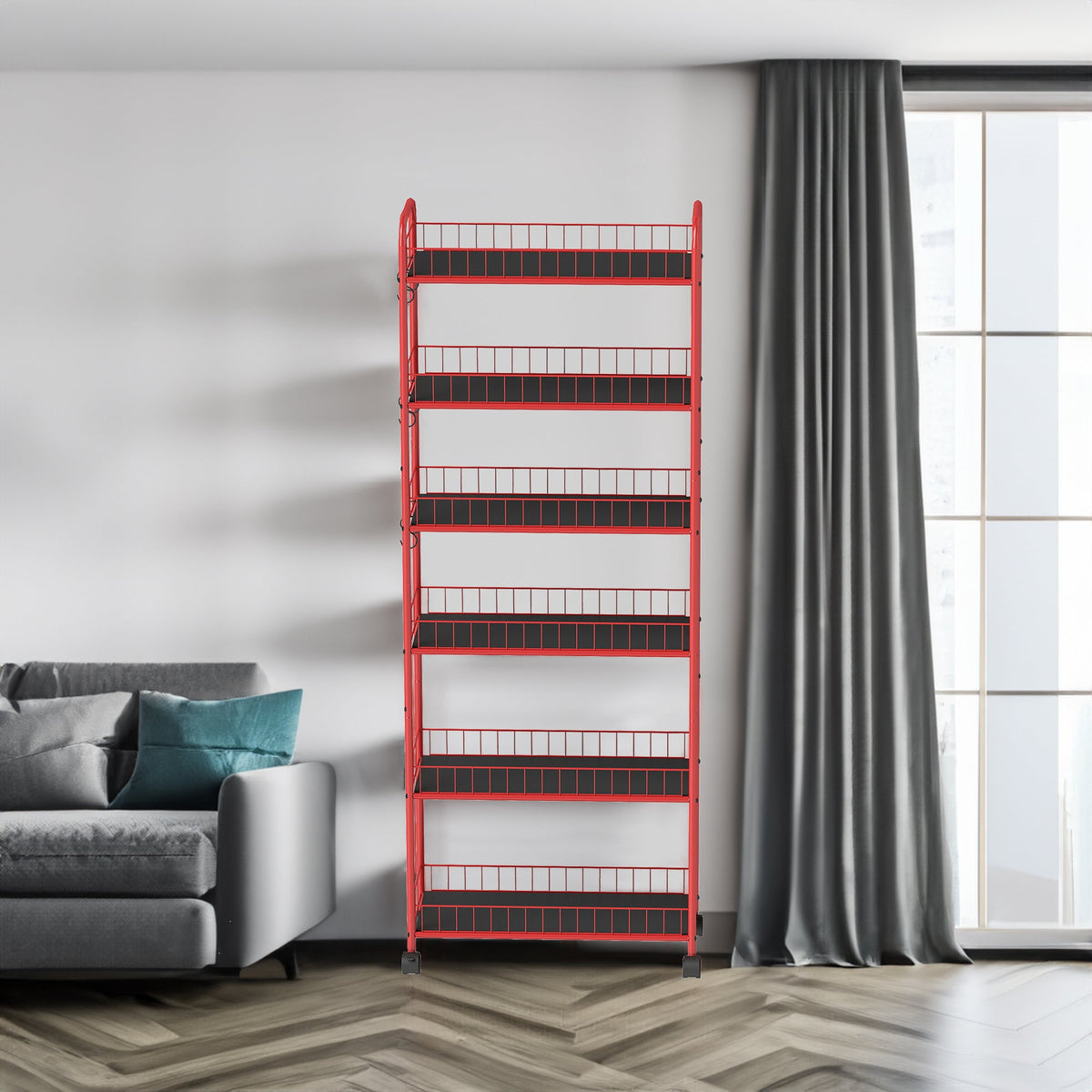 Six-Tier Slim Rolling Storage Cart for Narrow Spaces