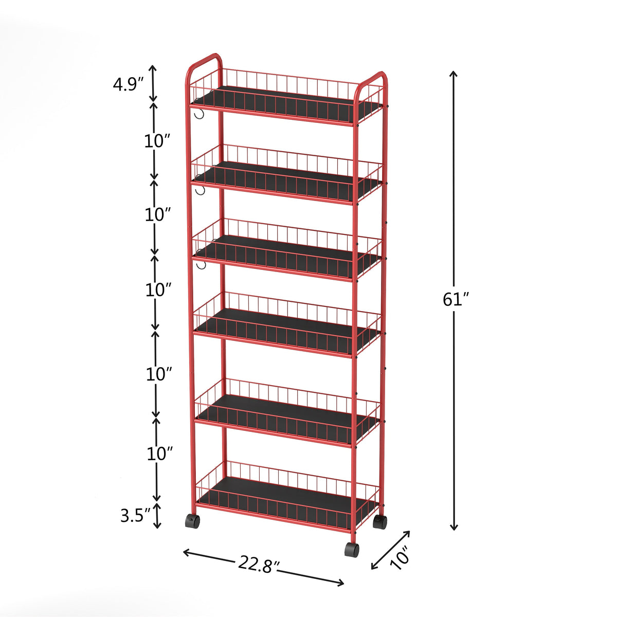 Six-Tier Slim Rolling Storage Cart for Narrow Spaces