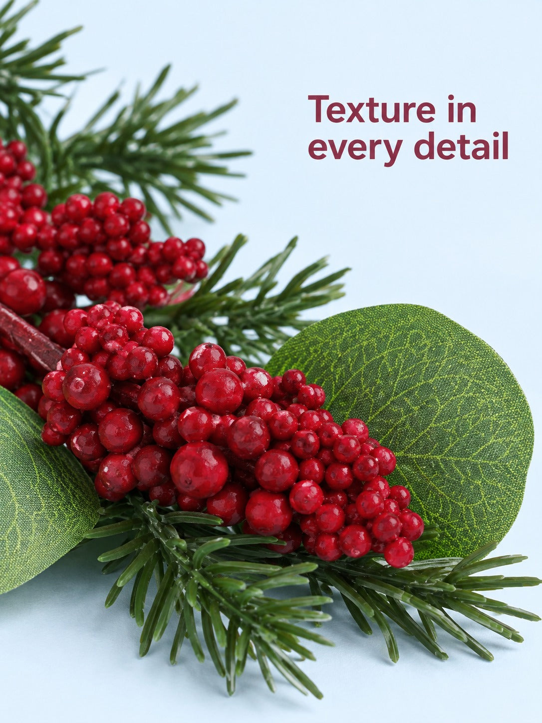 Red Berry Christmas Garland for Mantel, 5 Ft Length