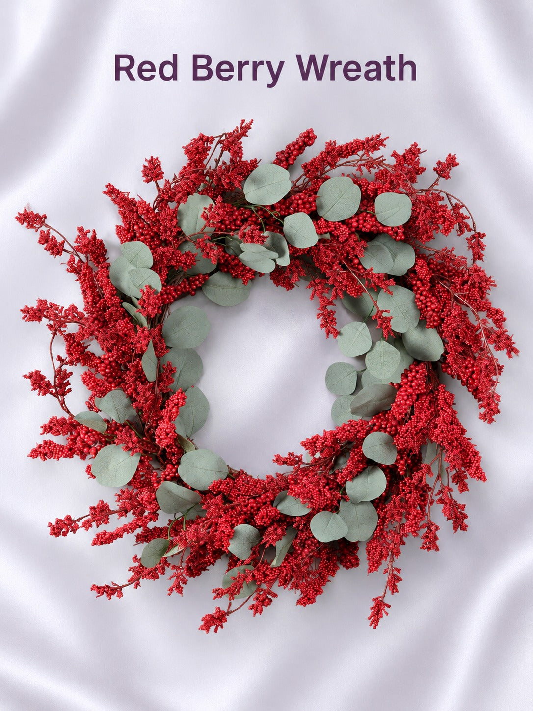 Holiday Red Berry Eucalyptus Wreath for Front Door