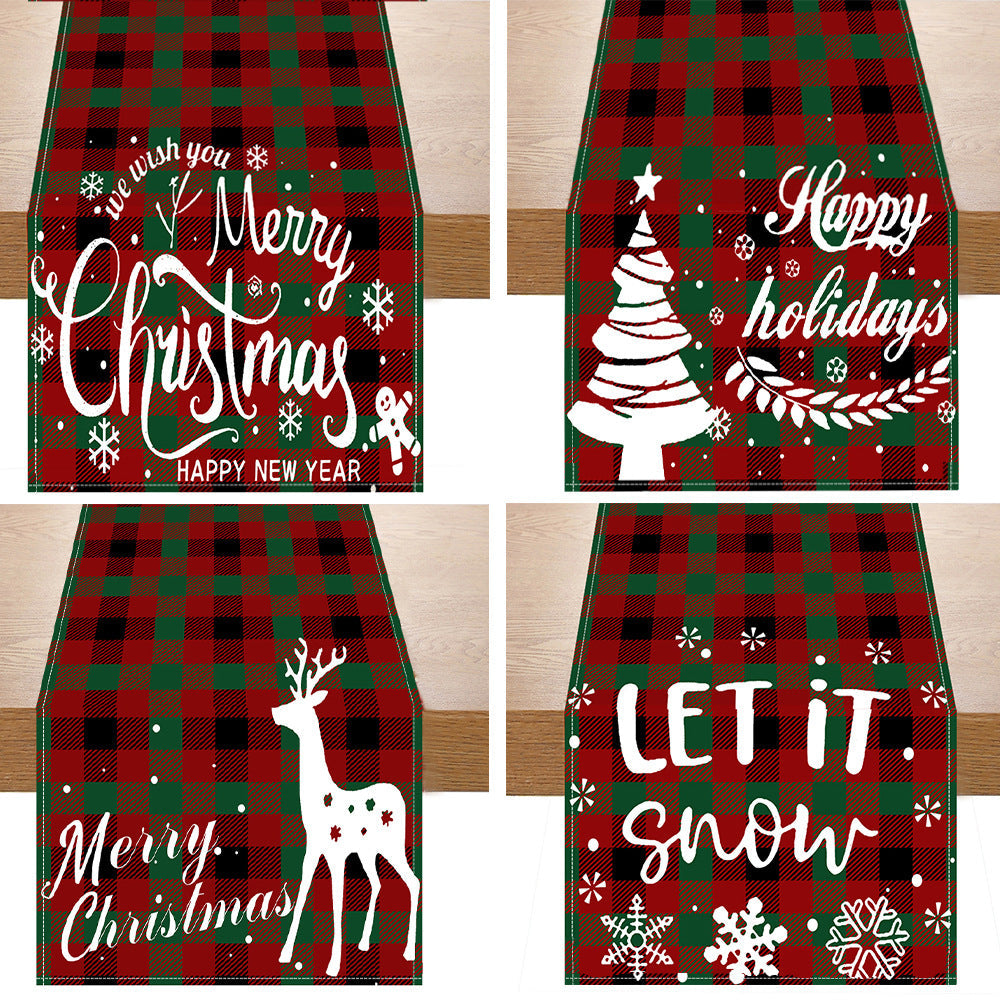 Christmas Table Runner - Rustic Plaid Holiday Tablecloth