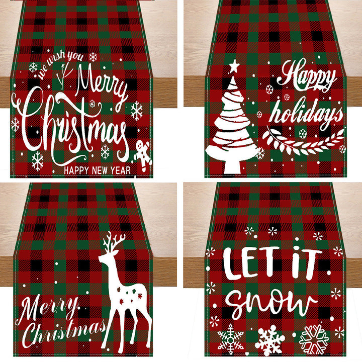 Christmas Table Runner - Rustic Plaid Holiday Tablecloth