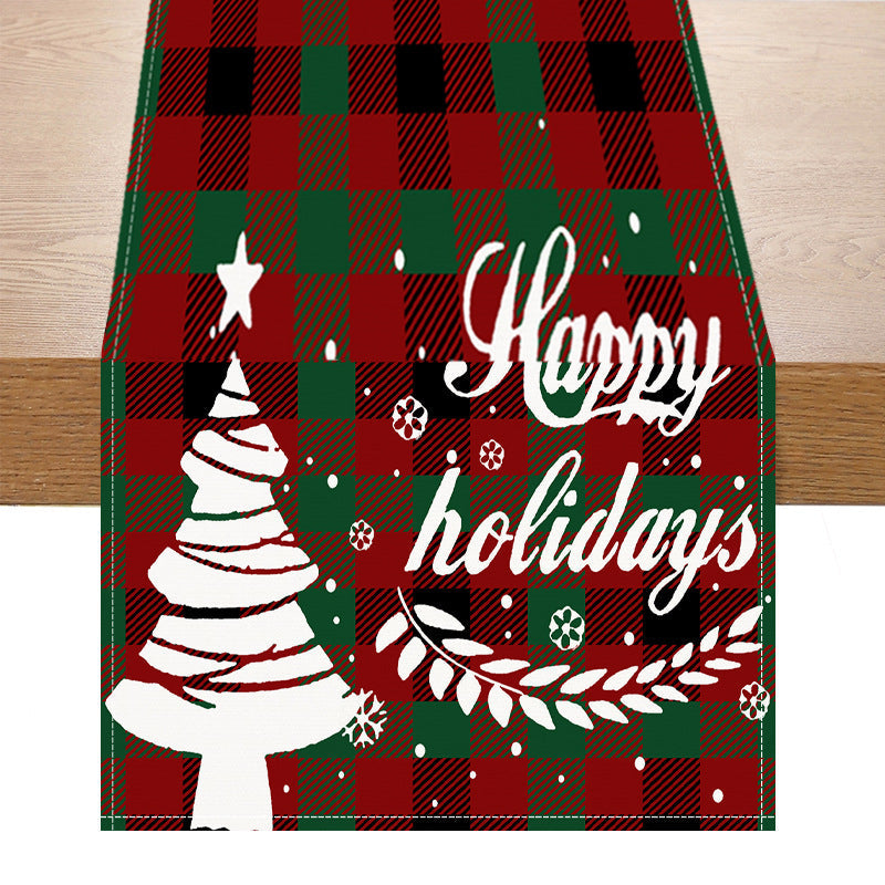Christmas Table Runner - Rustic Plaid Holiday Tablecloth