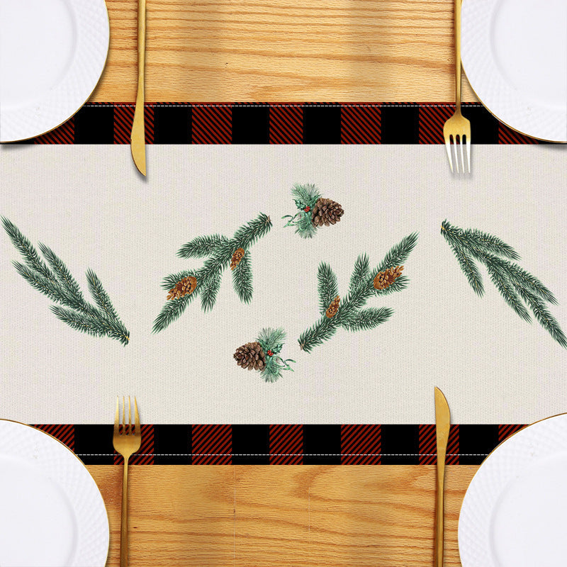 Christmas Table Runner | Red Truck Buffalo Check Decor
