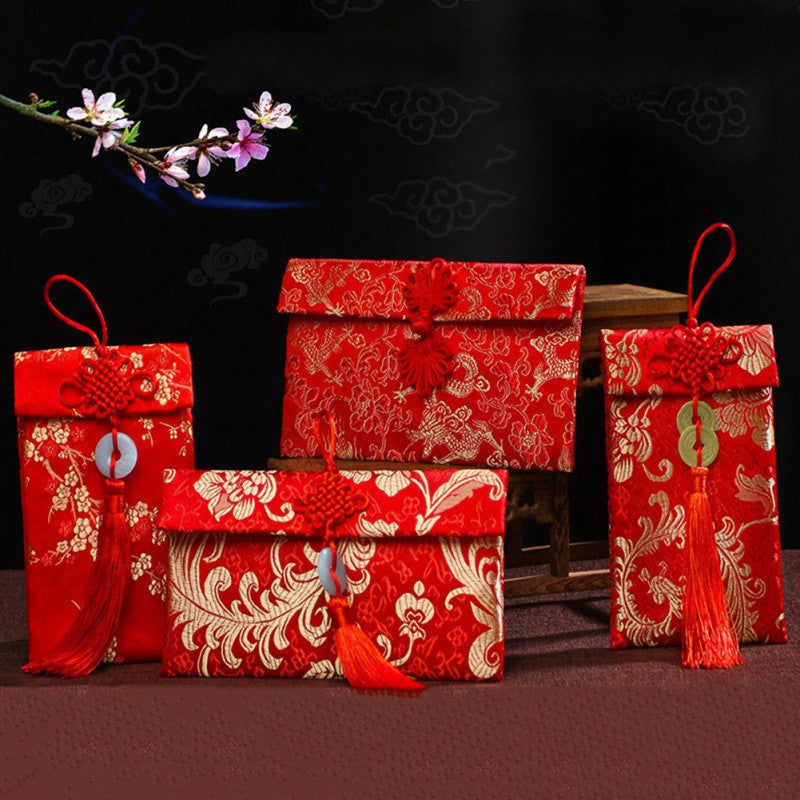 Red Brocade Gift Envelopes for Auspicious Giving