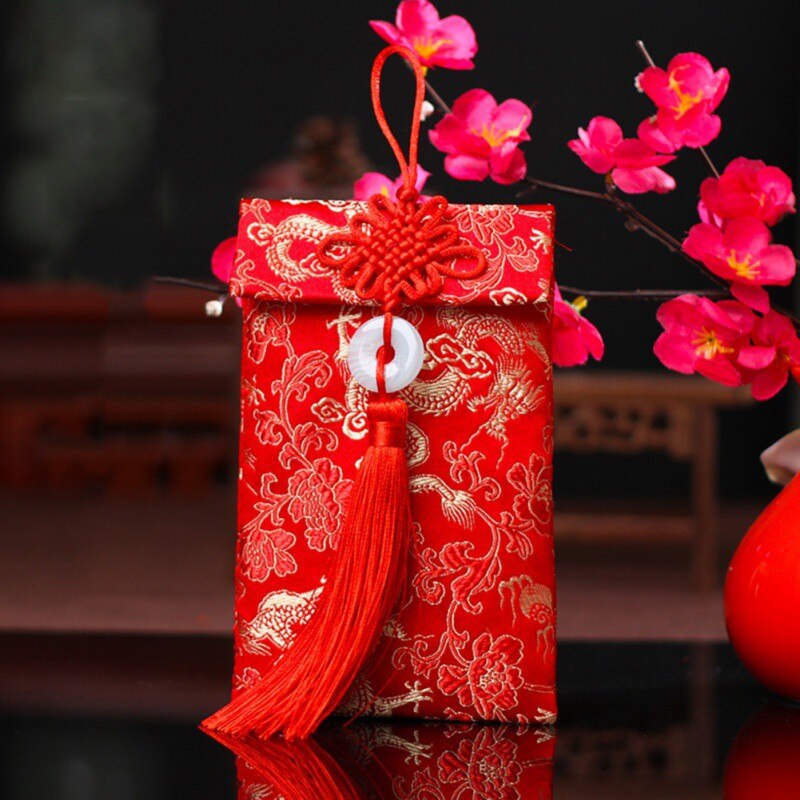 Red Brocade Gift Envelopes for Auspicious Giving