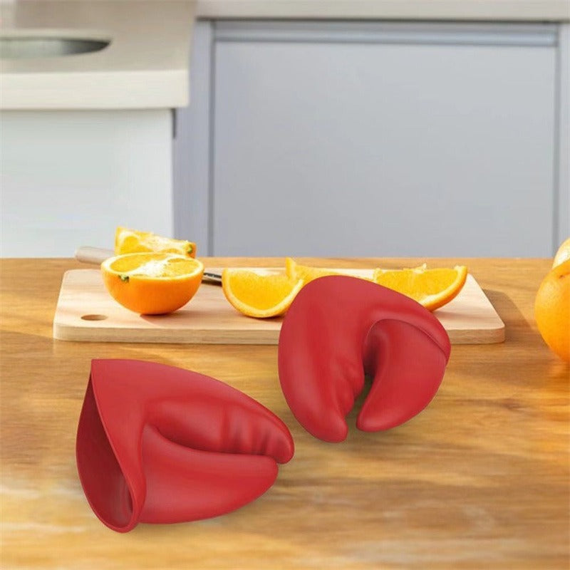 Red Silicone Pot Handle Grips: Lobster Claw Heat Guard