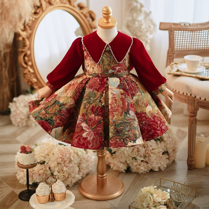 Girls' Red Princess Dress for Holiday Celebrations
