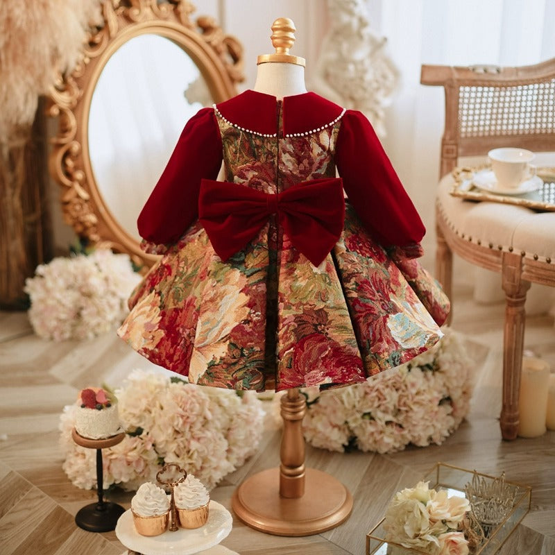 Girls' Red Princess Dress for Holiday Celebrations