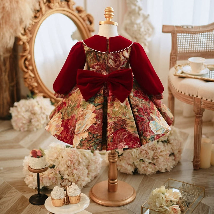 Girls' Red Princess Dress for Holiday Celebrations