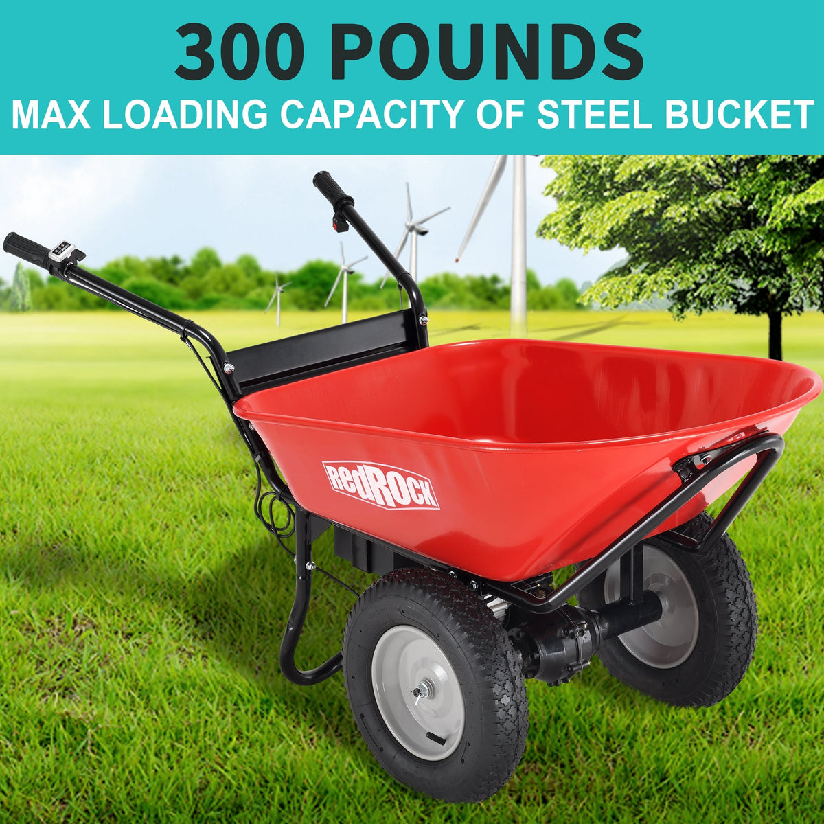 Electric Wheelbarrow Utility Cart, 330 lb Capacity