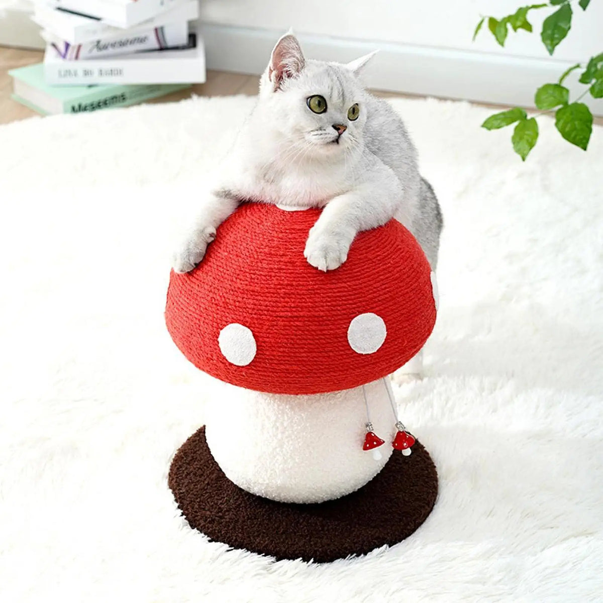 Mushroom Cat Scratching Post With Elevated Resting Perch