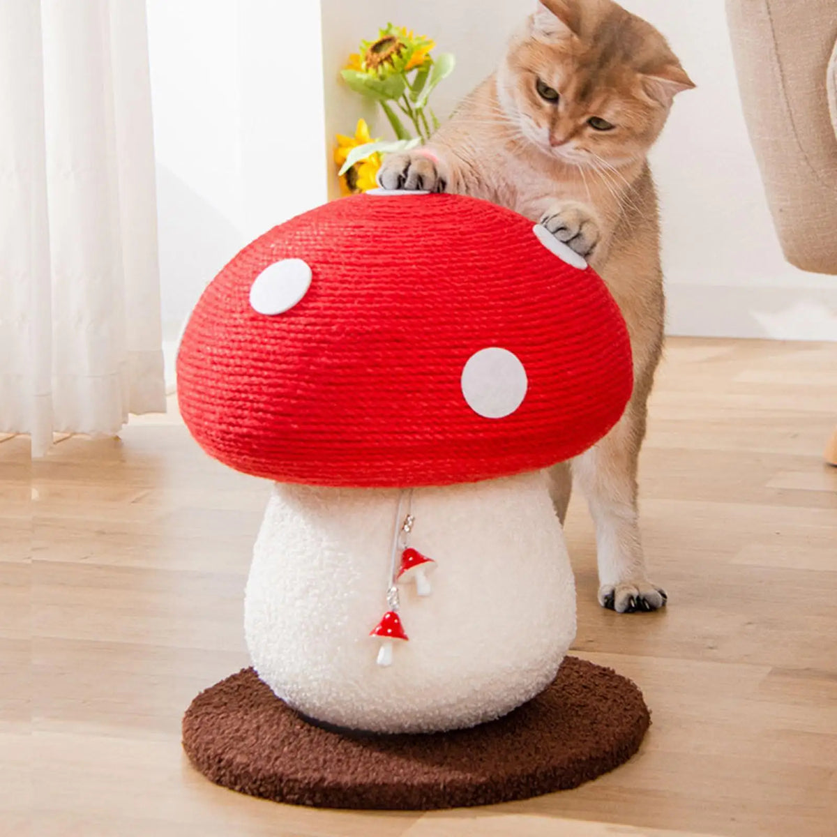Mushroom Cat Scratching Post With Elevated Resting Perch