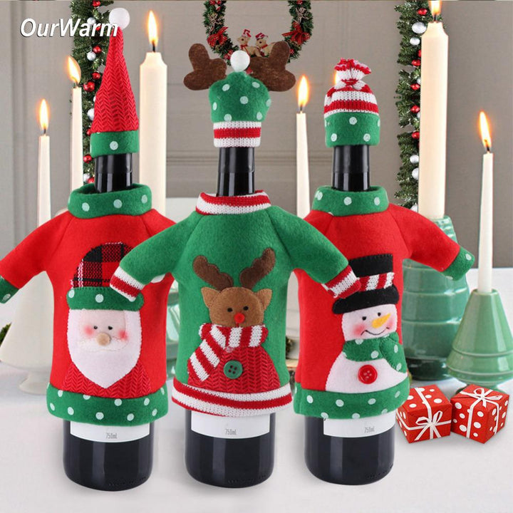 Christmas Wine Bottle Cover Festive Holiday Gift Decor