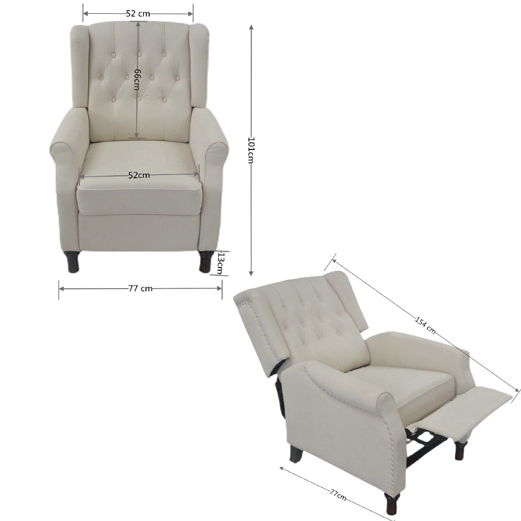 Dark Gray Tufted Wingback Recliner Chair for Living Room