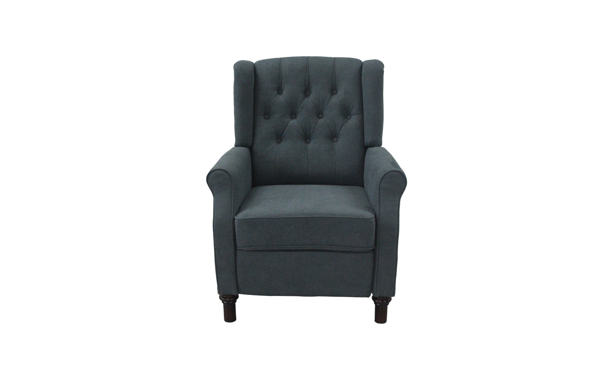 Dark Gray Tufted Wingback Recliner Chair for Living Room