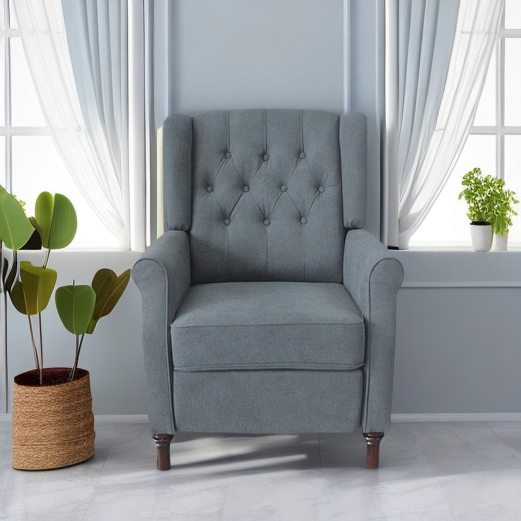 Dark Gray Tufted Wingback Recliner Chair for Living Room