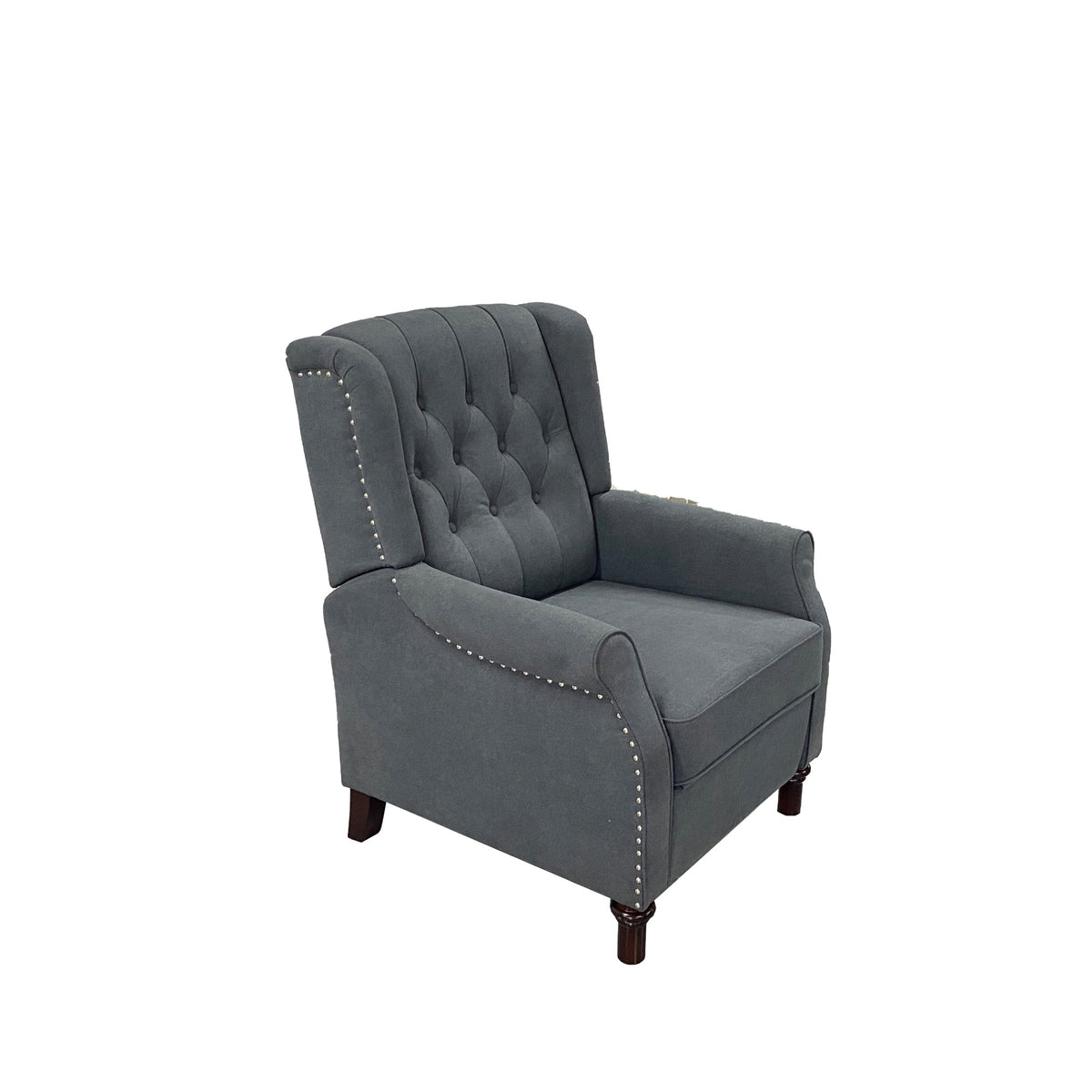 Dark Gray Tufted Wingback Recliner Chair for Living Room