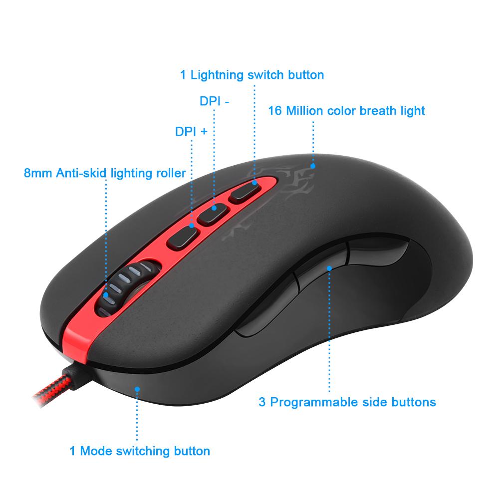 Wired Gaming Mouse 3200 DPI, RGB & 5 Programmable Buttons