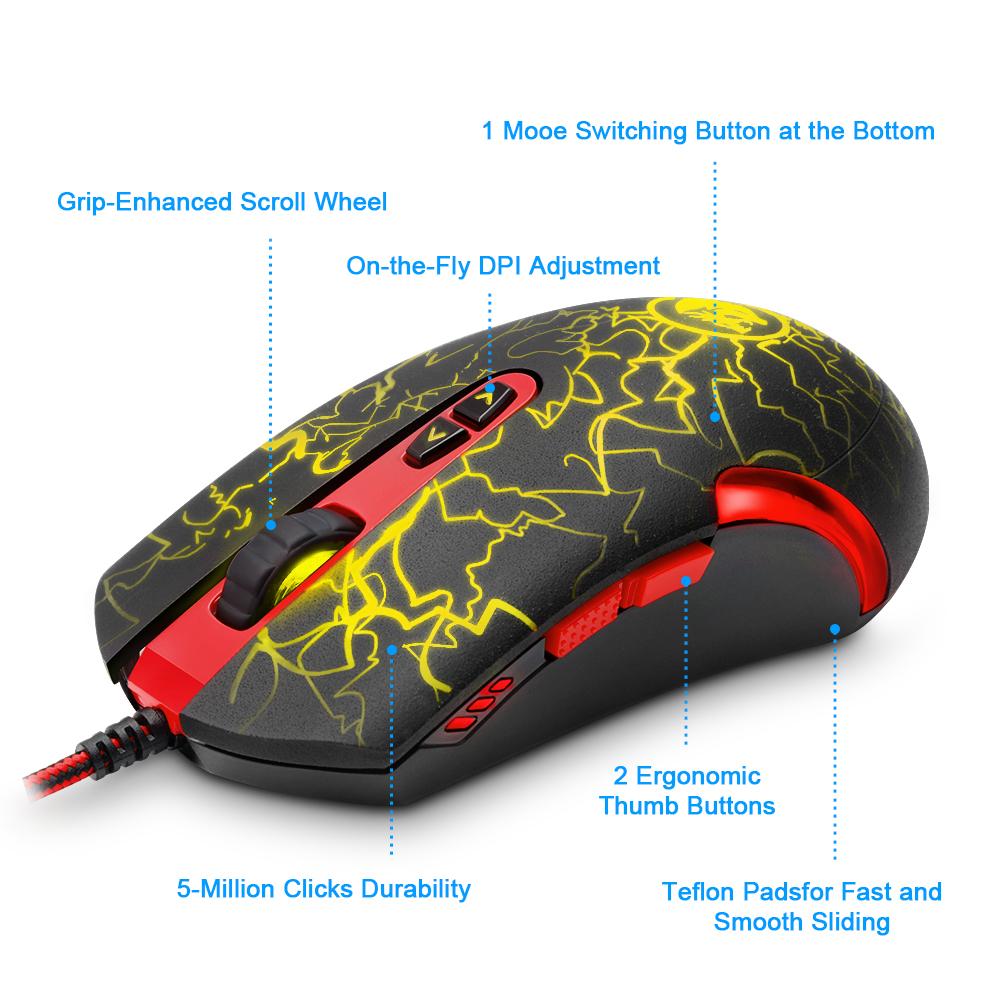 Wired Gaming Mouse 6400 DPI with Lightning LED Lights