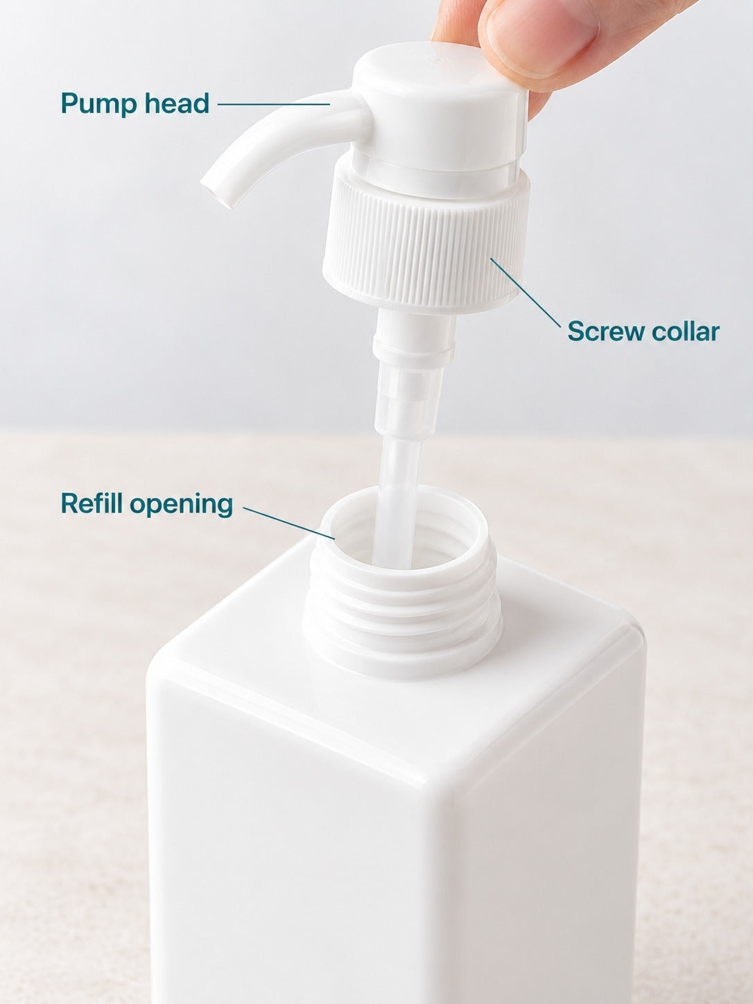 Refillable Square Lotion Pump Bottle for Bathroom Storage