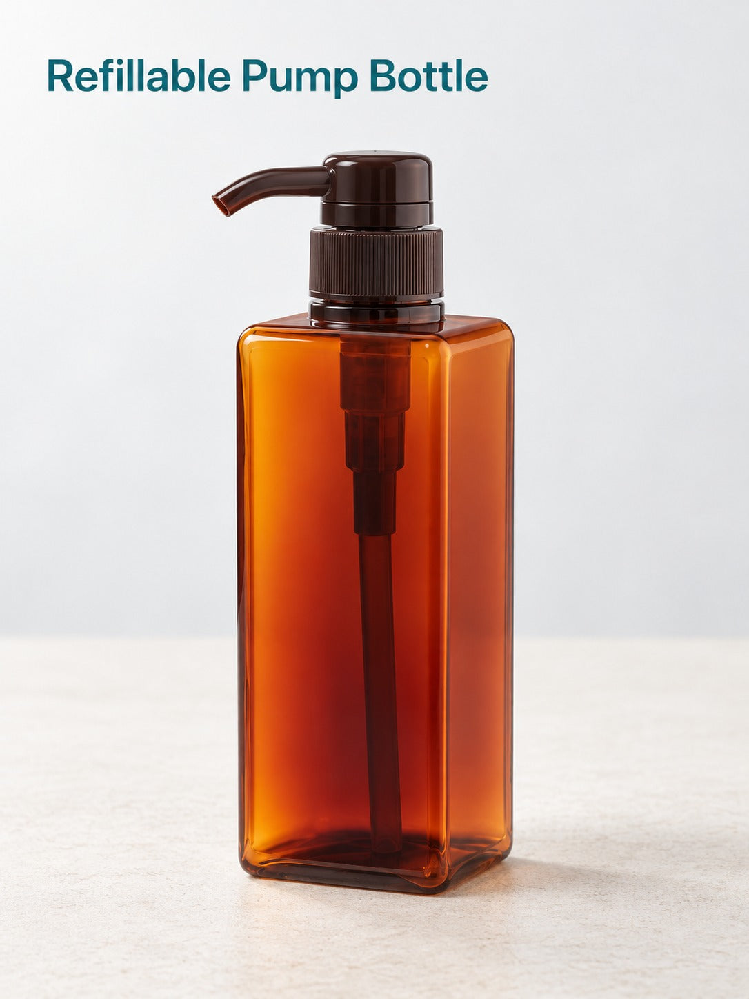 Refillable Square Lotion Pump Bottle for Bathroom Storage