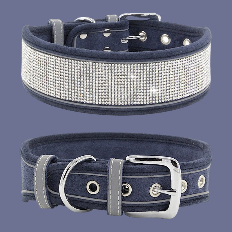 Reflective Rhinestone Dog Collar for Glamorous Walks