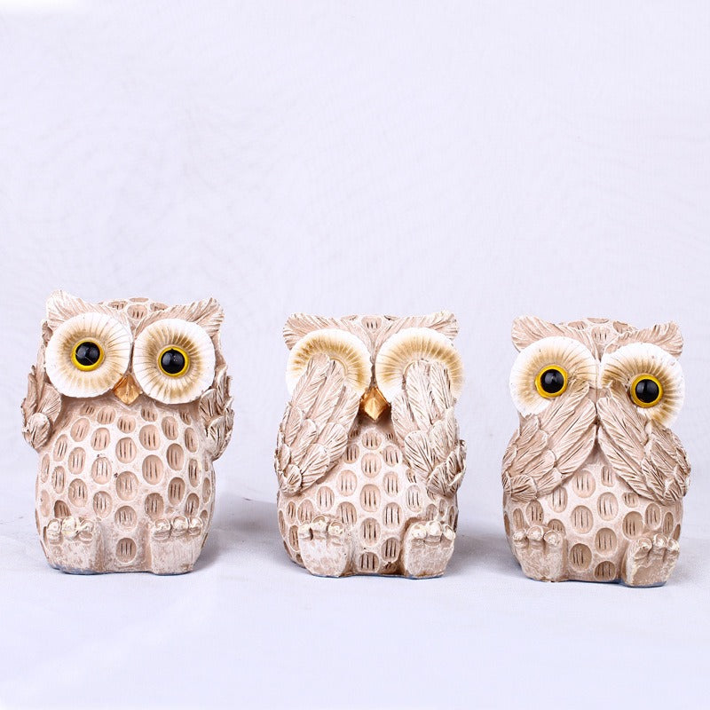 Owl Figurine Set for European-Style Tabletop Charm