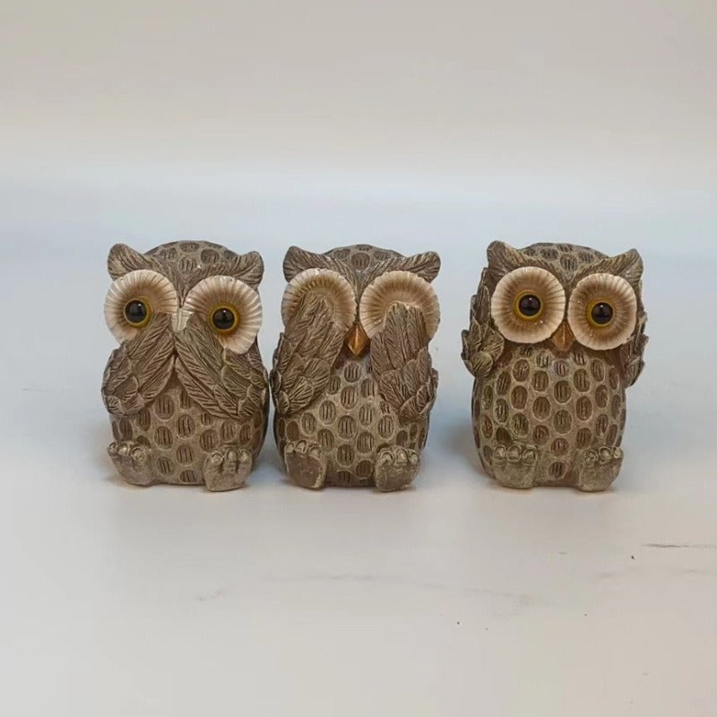 Owl Figurine Set for European-Style Tabletop Charm