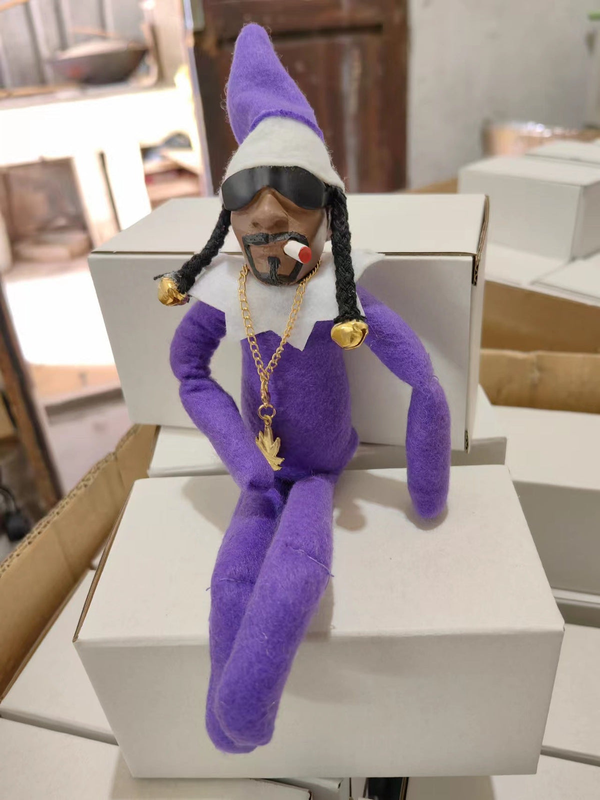 Snoop-Inspired Christmas Elf Doll for Playful Decor