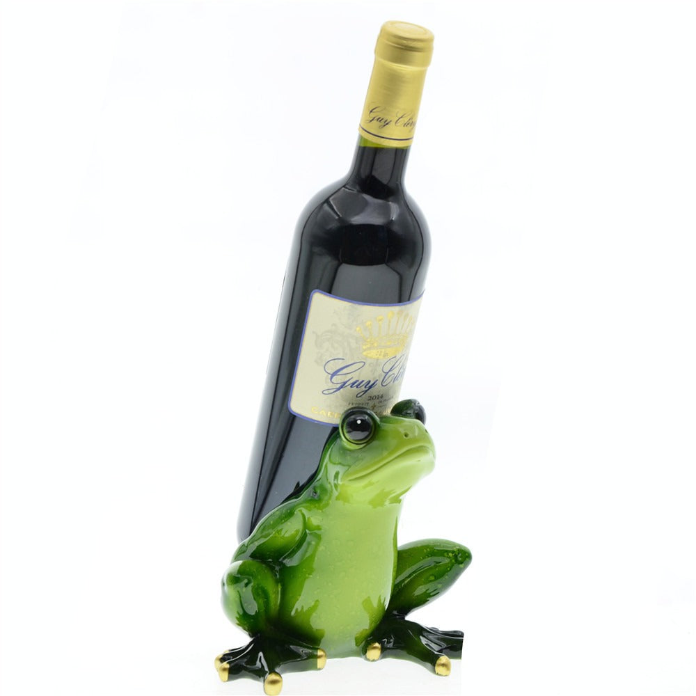 Resin Frog Wine Rack for Playful Tabletop Displays
