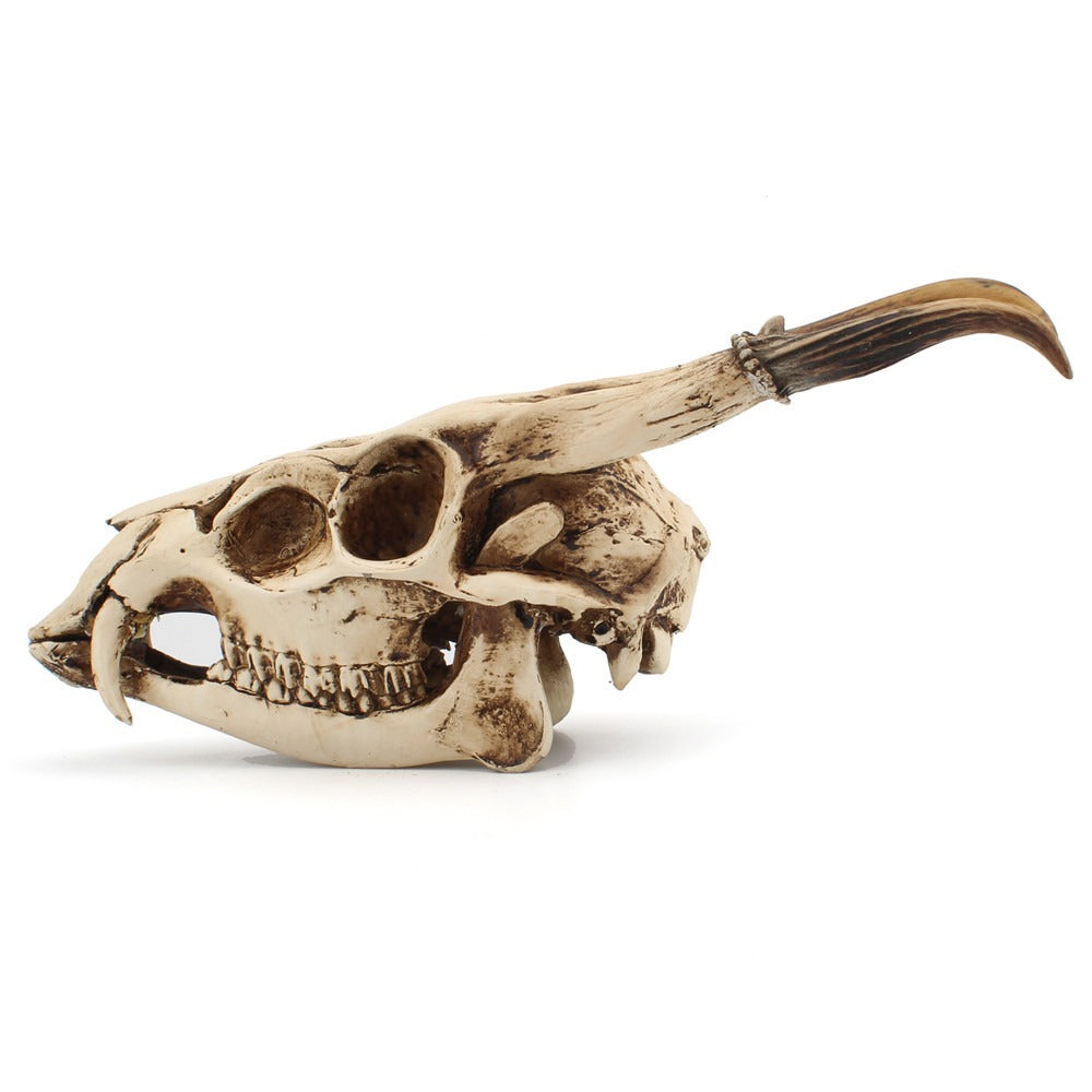 Resin Goat Skull Ornament for Gothic Display Decor