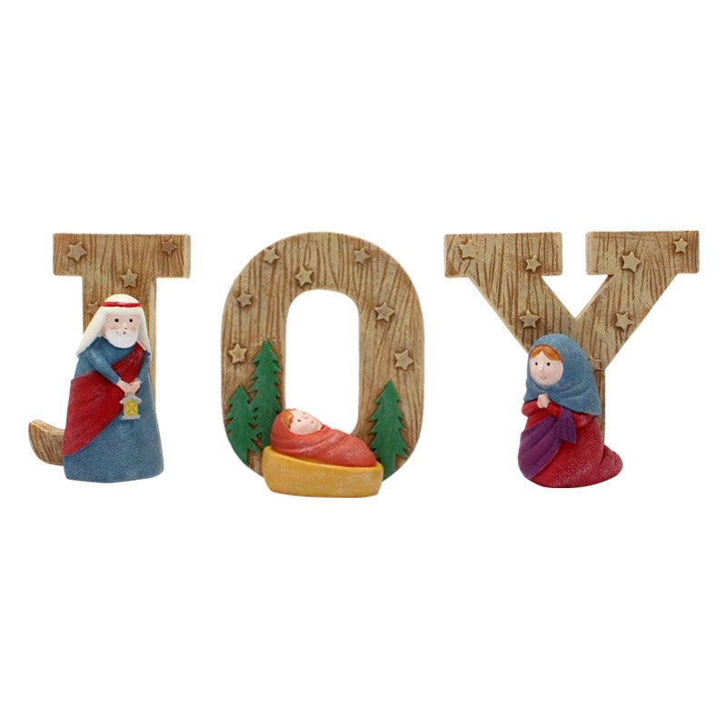 JOY Nativity Christmas Decor | Rustic Religious Display
