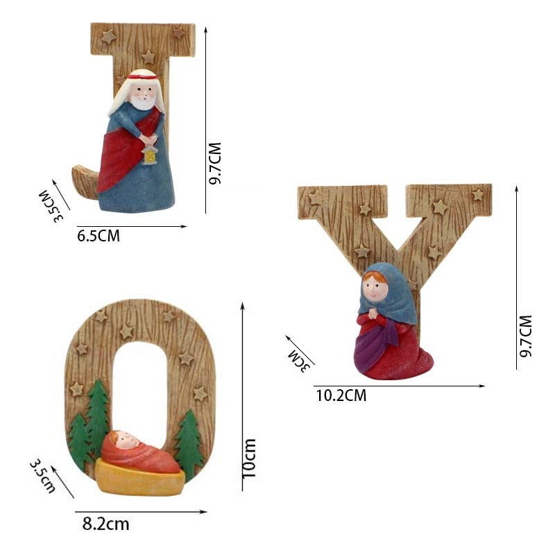 JOY Nativity Christmas Decor | Rustic Religious Display