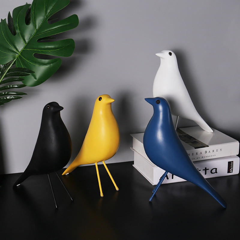 Resin Bird Ornament for Modern Shelf and Table Decor