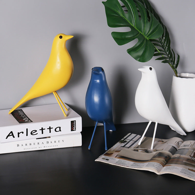 Resin Bird Ornament for Modern Shelf and Table Decor