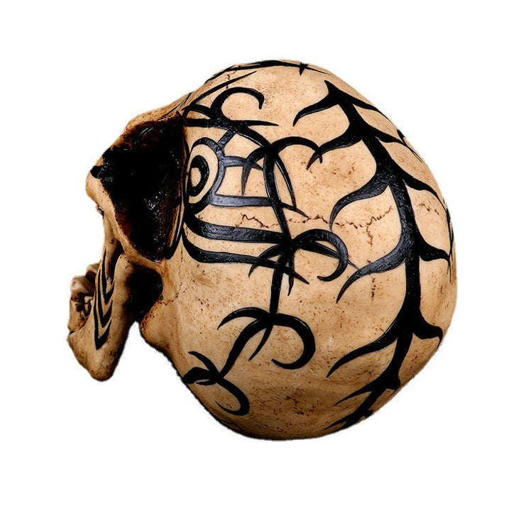 Resin Skull Bar Decor With Gothic Antique-Style Detail
