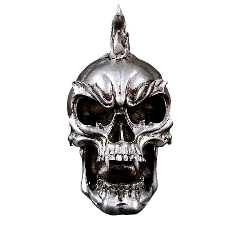 Resin Skeleton Decor: Gothic Metallic Skull Centerpiece