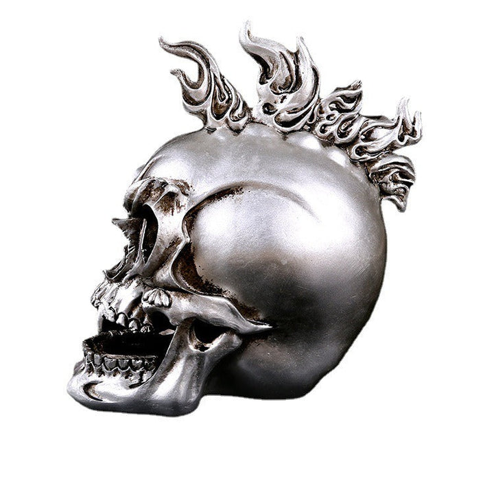 Resin Skeleton Decor: Gothic Metallic Skull Centerpiece