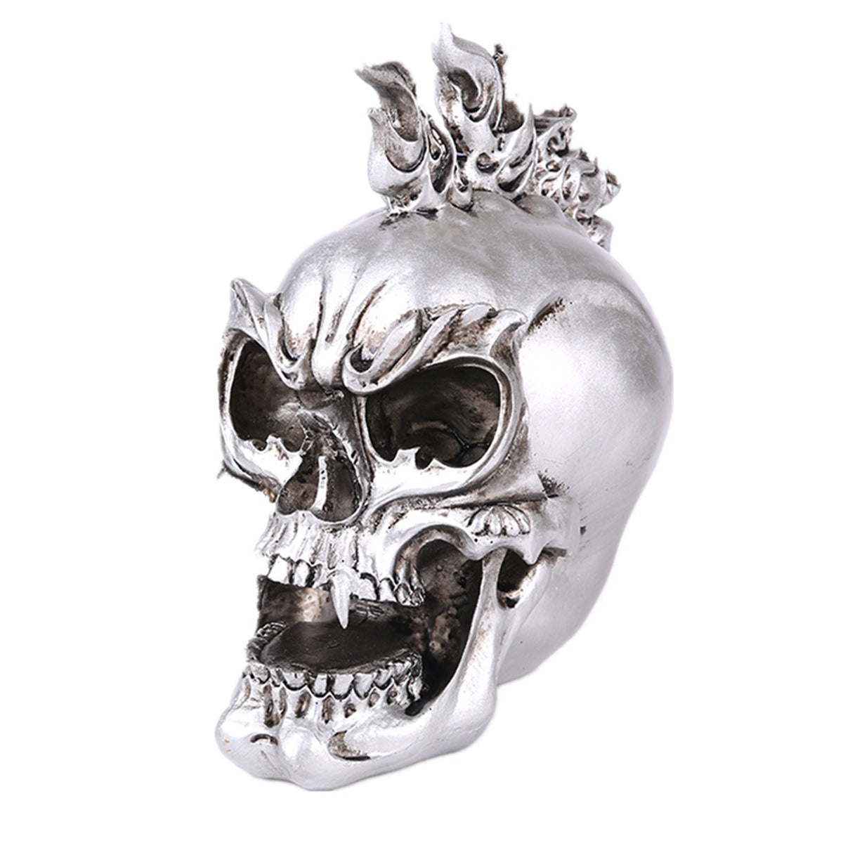 Resin Skeleton Decor: Gothic Metallic Skull Centerpiece