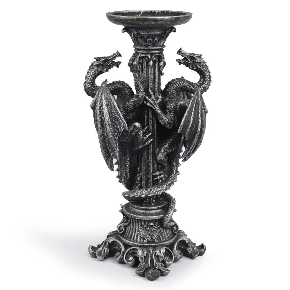 Resin Skull Candlestick Holder | Gothic Dragon Decor