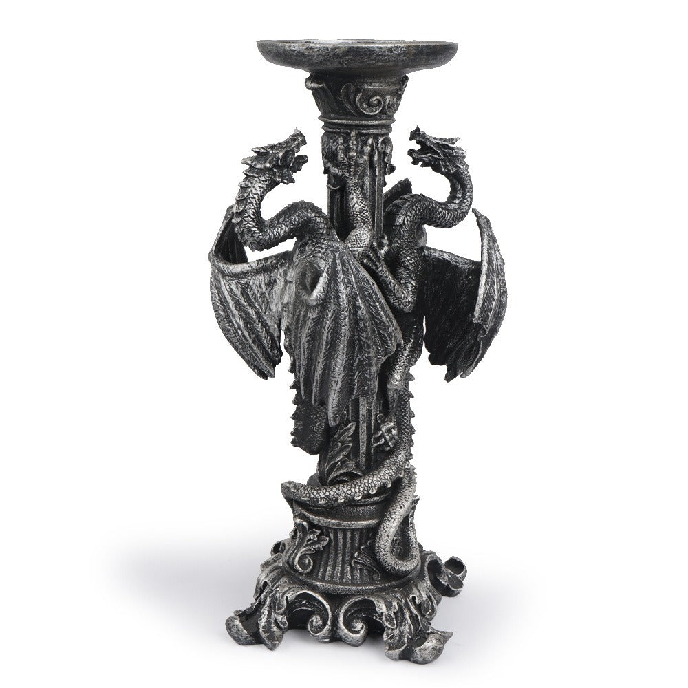 Resin Skull Candlestick Holder | Gothic Dragon Decor
