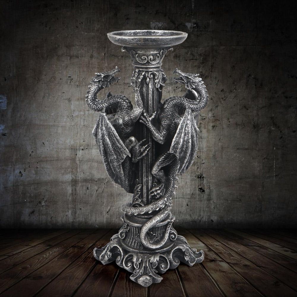 Resin Skull Candlestick Holder | Gothic Dragon Decor
