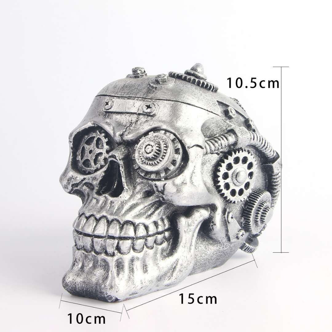 Steampunk Skull Decor with Distressed Gear Detailing