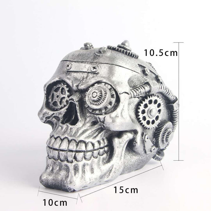 Steampunk Skull Decor with Distressed Gear Detailing