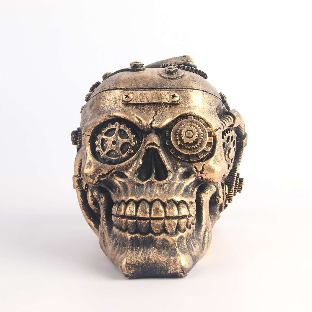 Steampunk Mechanical Skull Ornament Antique Bronze Decor