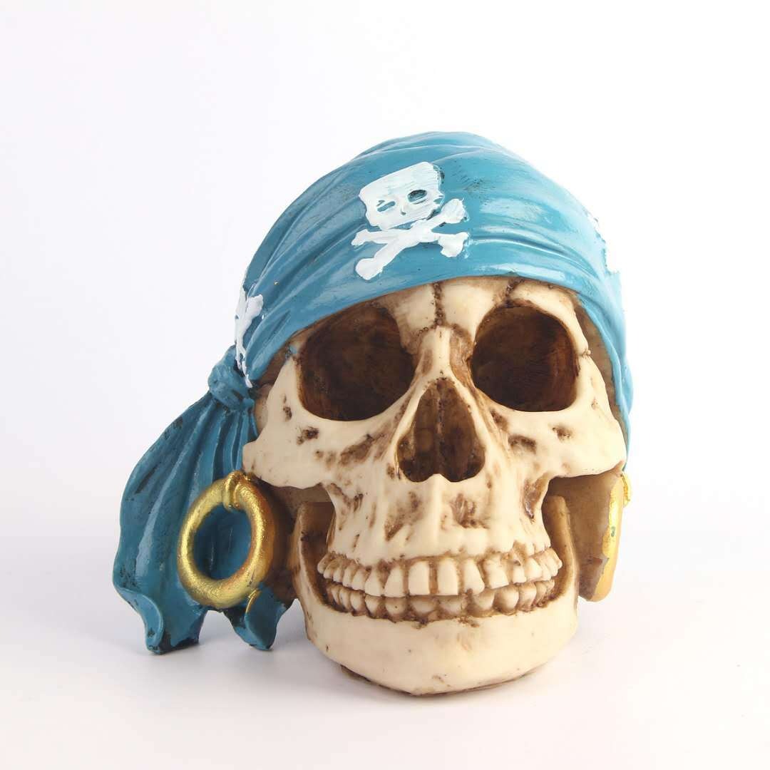 Pirate Skull Decor With Distressed Gold Hoop Accents
