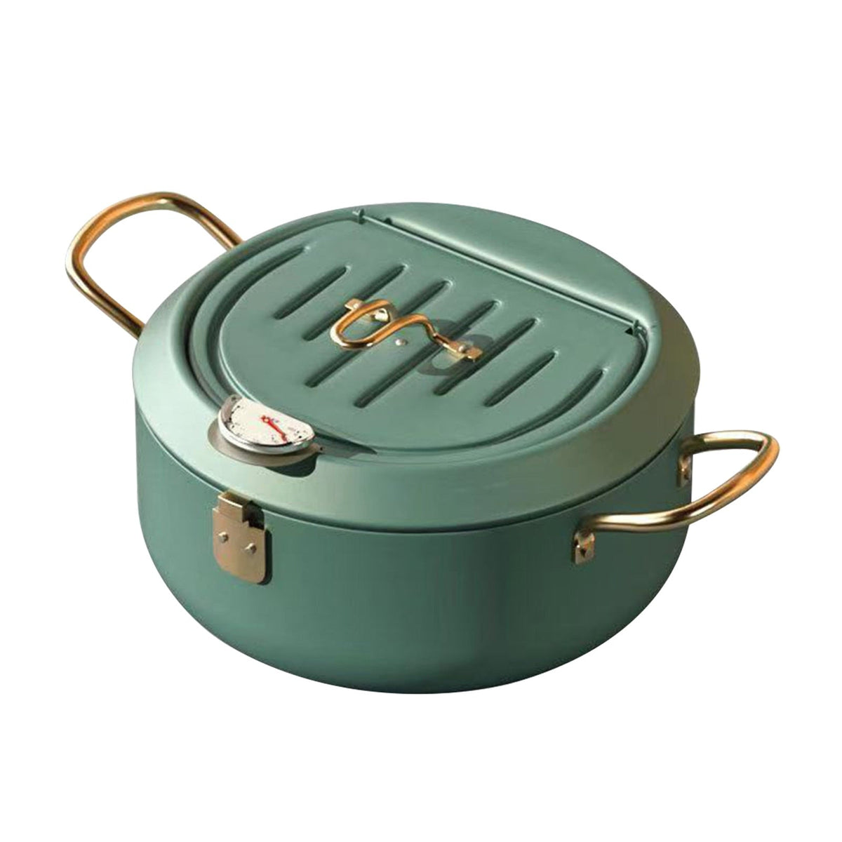 Deep Fryer Pot With Thermometer and Oil Drain Rack