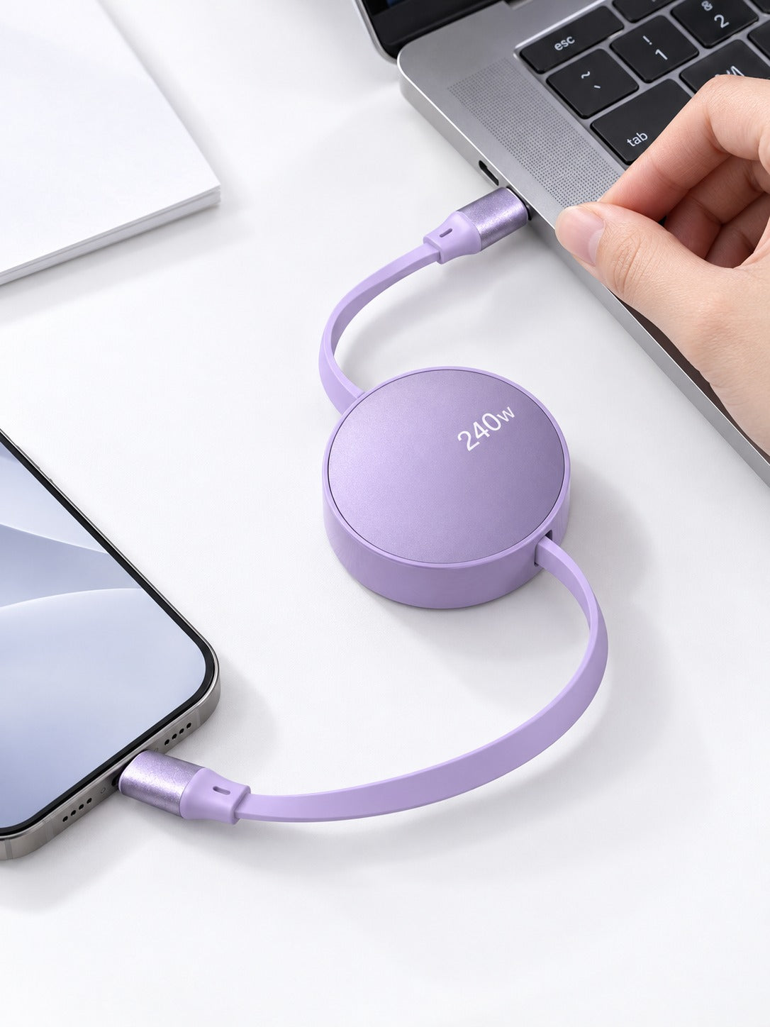 Retractable 240W USB-C Fast Charging Cable for Laptops
